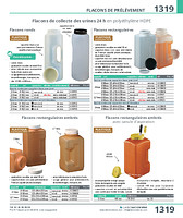 Flacons rectangulaires de collecte des urines 24 h en polyéthylène HDPE