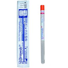 Ecouvillons secs stériles, tige en aluminium, extrémité en viscose, avec tube de transport