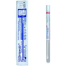 Ecouvillons secs stériles, tige en plastique secable, extrémité en viscose, avec tube de transport