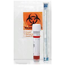 Kits de prélèvement nasopharyngés avec écouvillons floqués stériles et milieu de transport spécial virus VTM tige sécable plastique / tête en nylon floqué