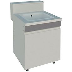 Laveries sur meuble, avec dosseret et tablette - cuve monobloc en grès émaillé