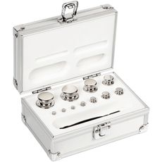 Jeu de poids, classe E2,  forme bouton en inox poli