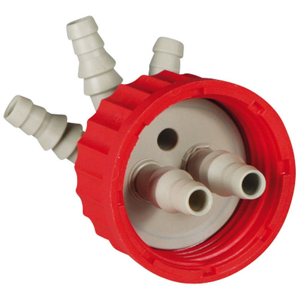 Bouchon distributeur coudé cannelé GL45, en PP
