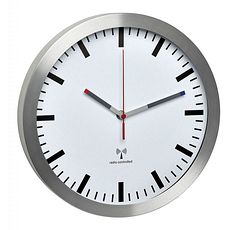 Horloge Ø 300 mm radio-pilotée en aluminum brossé