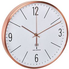 Horloge Ø 300 mm radio-pilotée en métal cuivré