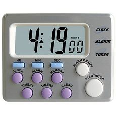 Compteur-décompteur horloge réveil 24 h 2 canaux - 2 alarmes - 2 mémoires