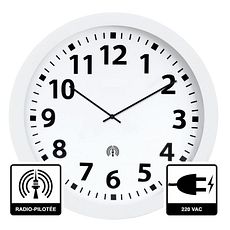 Horloge Ø 600 mm radio pilotée sur secteur ou pile