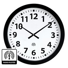 Horloge Ø 600 mm radio pilotée en ABS noir