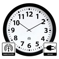 Horloge Ø 600 mm radio pilotée sur secteur ou pile