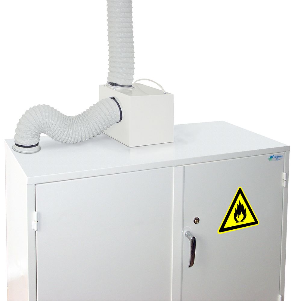 Caisson de ventilation avec rejet extérieur pour comptoir de sécurité en PVC cellulaire pour acides / bases