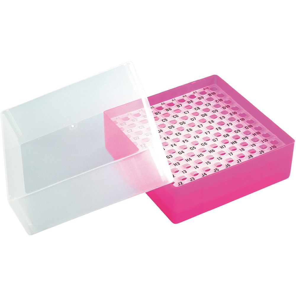 Cryoboîtes 130&nbspx 130&nbspmm en polypropylène, 100&nbsptubes avec identification alphanumérique