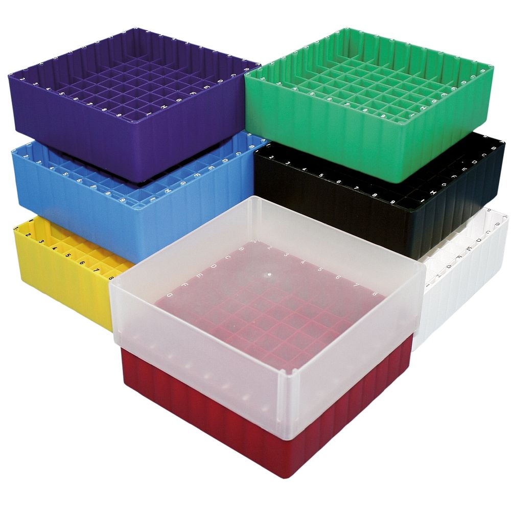 Cryoboîtes 130&nbspx 130&nbspx 75&nbspmm en polypropylène, 81&nbsptubes