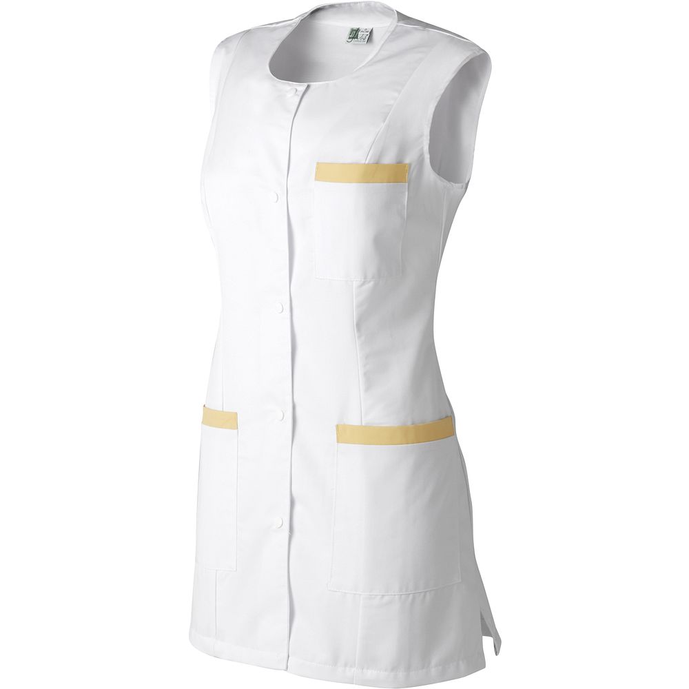 Tunique femme sans manches encolure ronde CAROLE SM blanc/miel