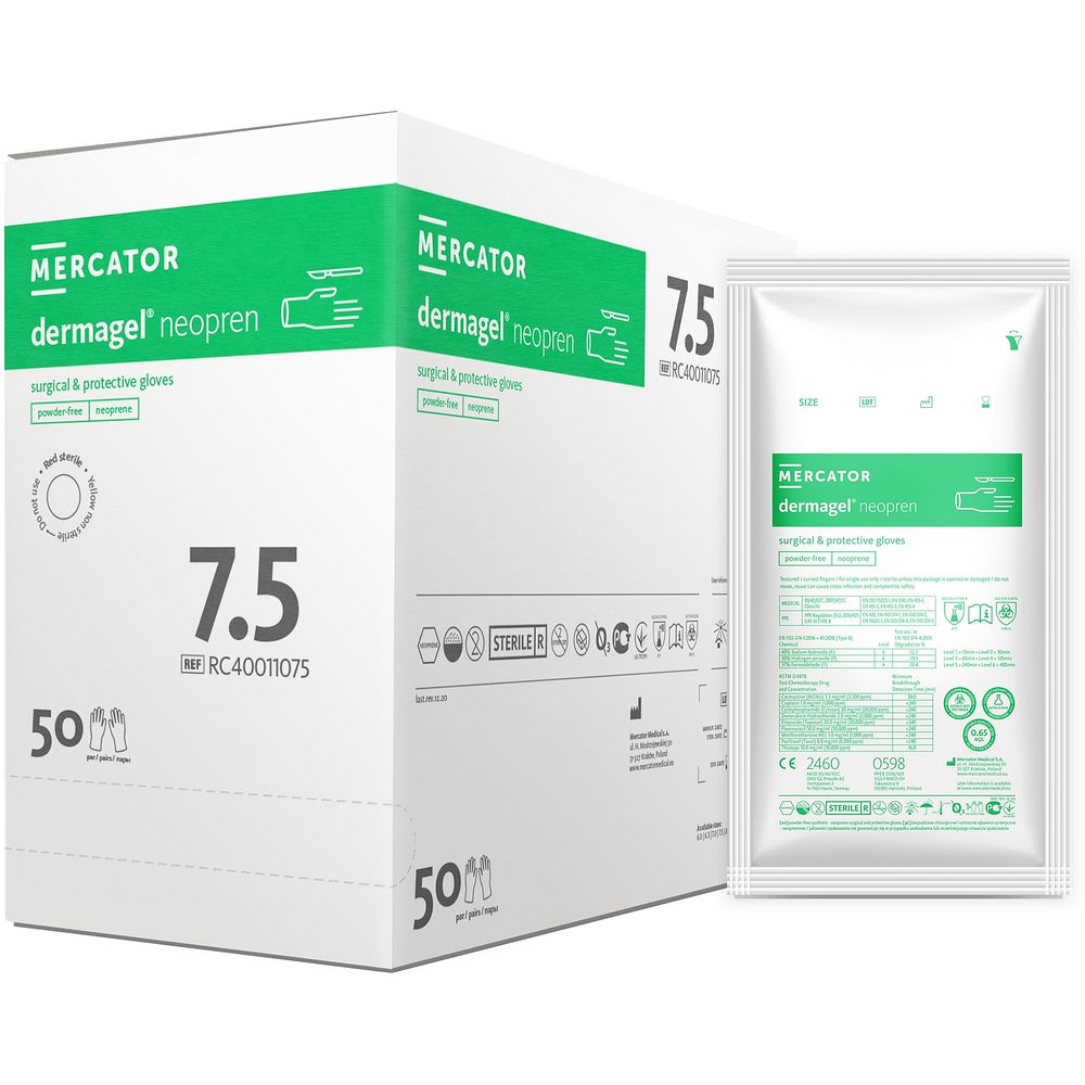 Gants Dermagel® neopren stériles néoprène, non poudrés