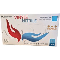 Gants en Vinyle Nitrile bleus non poudrés