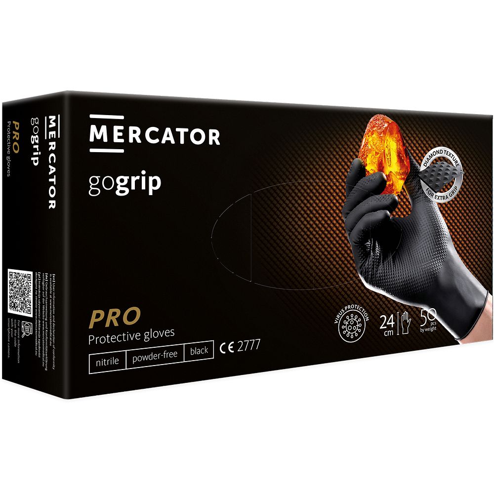 Gants gogrip noirs nitrile, non poudrés
