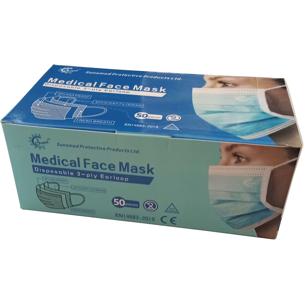 Masques chirurgicaux 3&nbspplis avec élastiques auriculaires