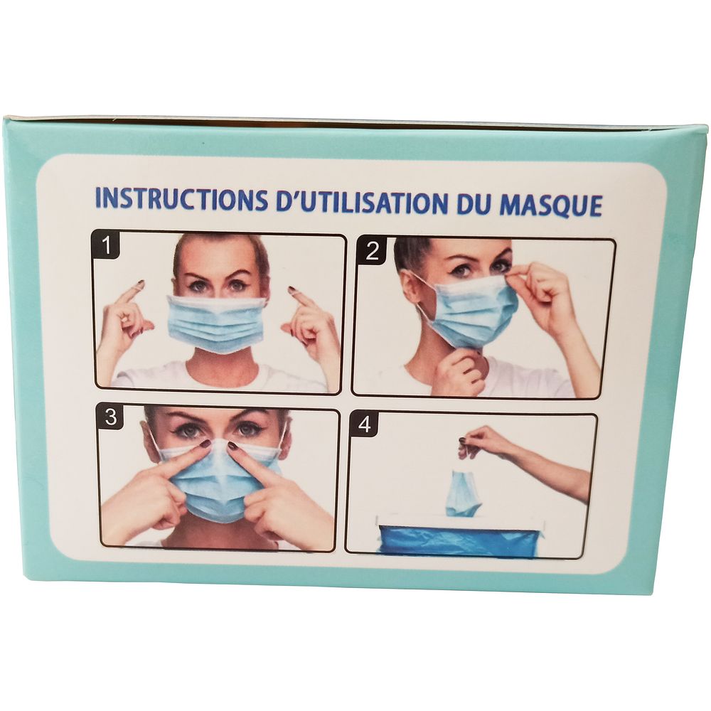 Masques chirurgicaux 3&nbspplis avec élastiques auriculaires