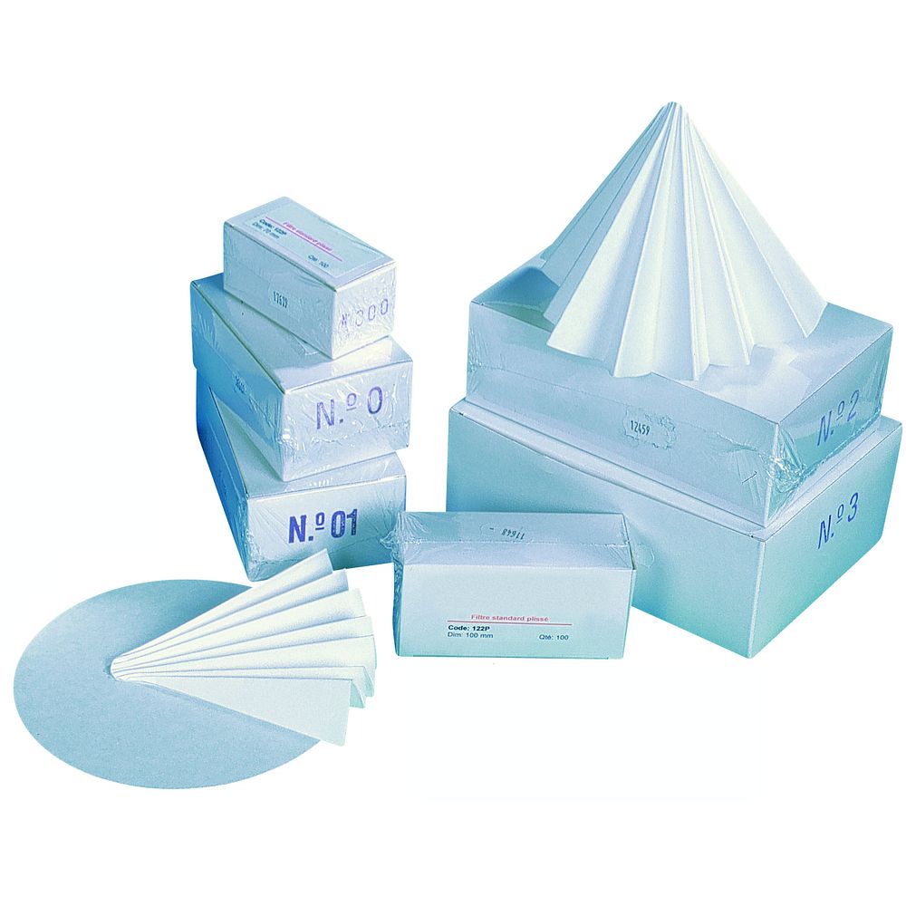 Papiers-filtres quantitatifs plissés, sans cendre