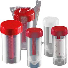 Pots pour coprologie avec spatule en polypropylène
