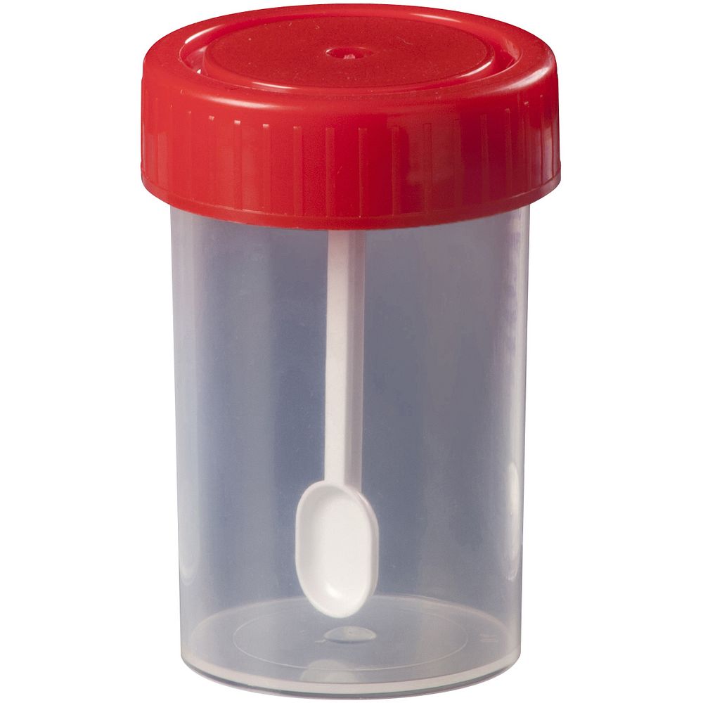 Pots pour coprologie avec spatule 30 à 150&nbspml, en polypropylène
