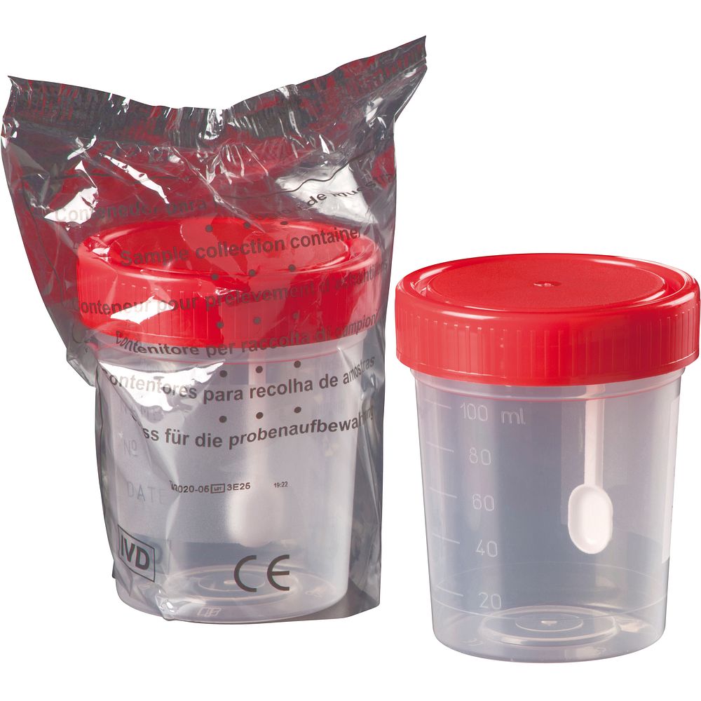 Pots pour coprologie avec spatule 30 à 150&nbspml, en polypropylène