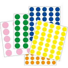 Etiquettes rondes adhésives colorées en planches
