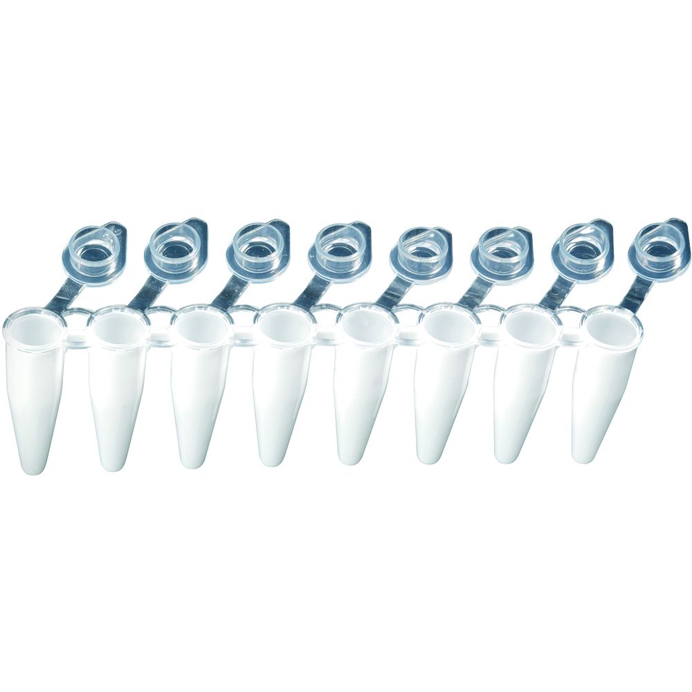 Microtubes PCR 0,2&nbspml en barrette avec capuchons solidaires
