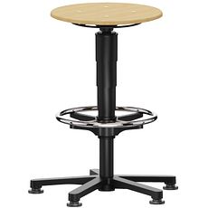 Tabouret Allround 3 sur roulettes, avec repose-pied, en hêtre