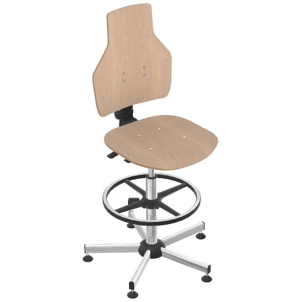 Chaises asynchrones en bois à dossier haut sur patins