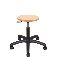 Tabourets en bois, piètement polyamide sur roulettes