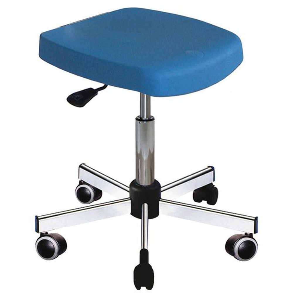 Tabourets semi-assis en polyuréthane avec pied chromé, sur roulettes
