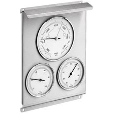 Station météo mécanique d'extérieur en inox thermo-hygro-baromètre