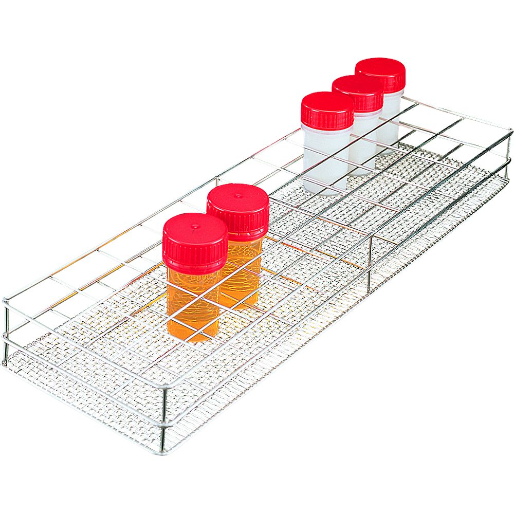 Portoirs inox forme basse pour flacons et godets