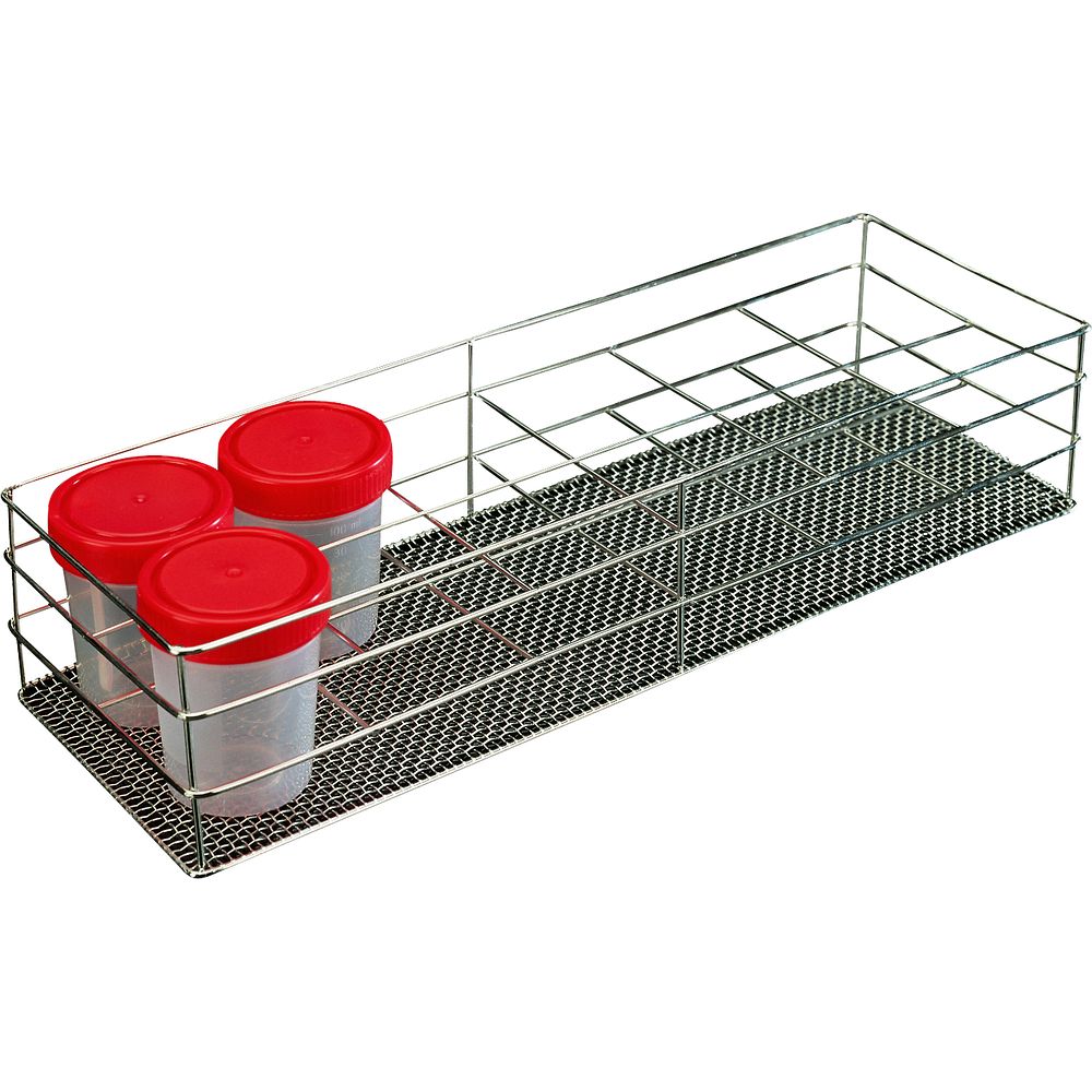 Portoirs inox forme basse pour flacons et godets
