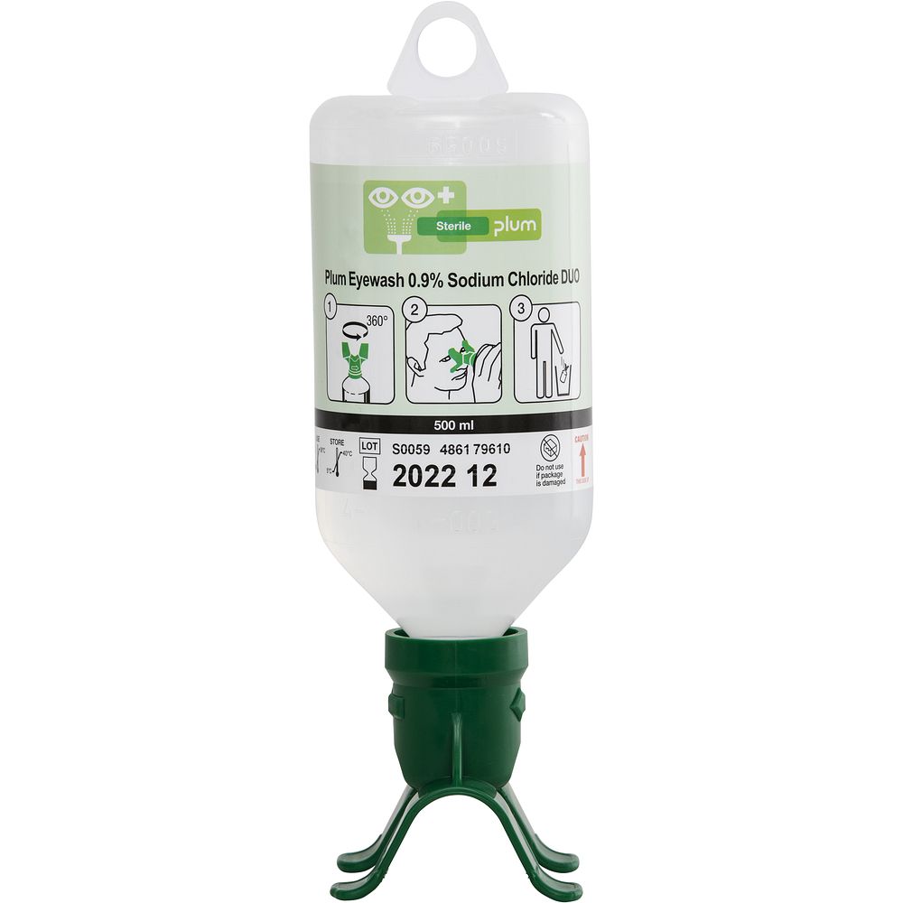 Flacons lave-œil DUOavec solution de chlorure de sodium stérile