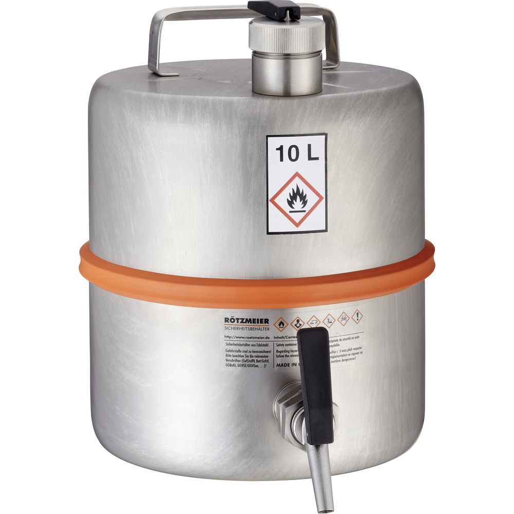 Fûts de stockage de sécurité en inox avec robinet de vidange