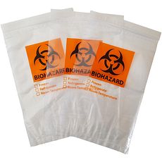 Sachets transparents siglés 'biohazard'