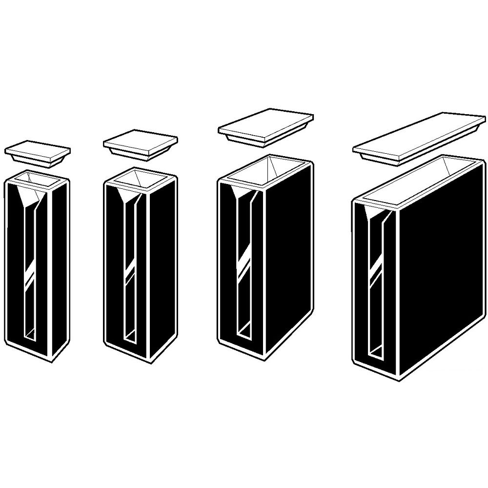Cuves semi-micro rectangulaires à parois noires avec couvercle en PTFE