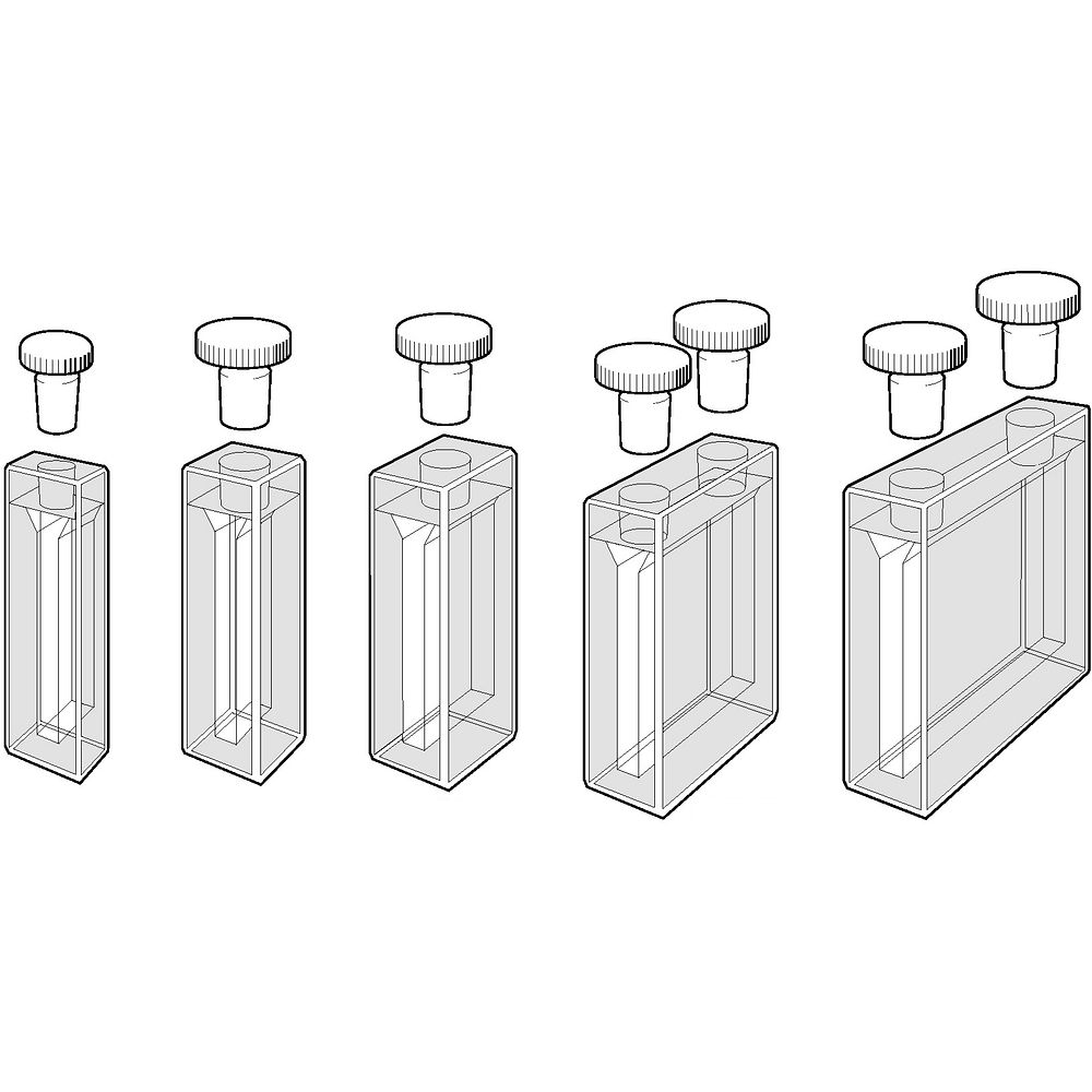 Cuves semi-micro rectangulaires standard avec bouchon étanche en PTFE