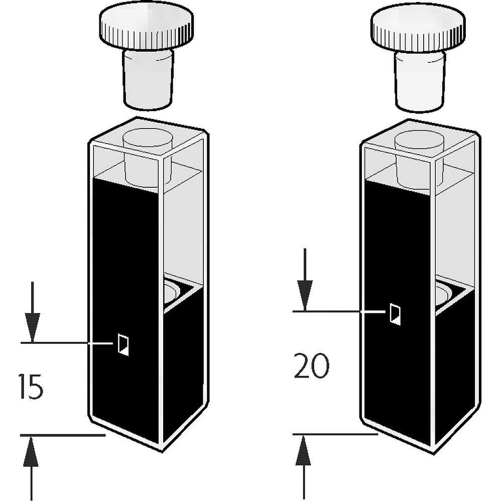 Cuves sub-micro rectangulaires avec bouchon étanche en PTFE