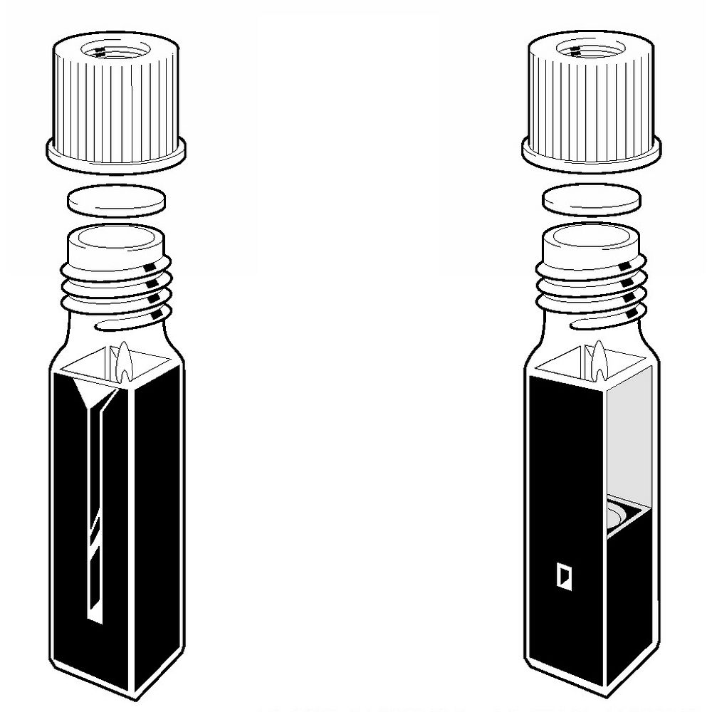 Cuves anaérobies rectangulaires à parois noires avec capuchon à vis GL14 