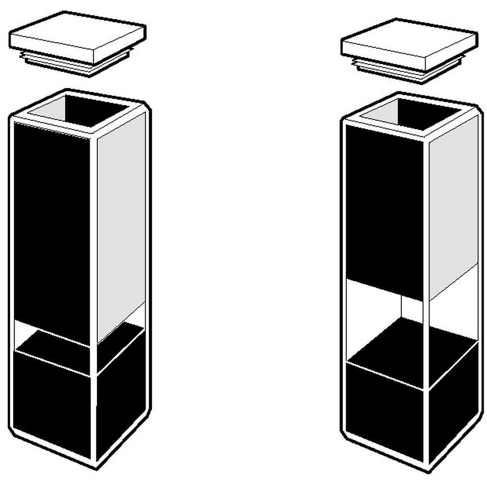 Cuves spectro sub-micro pour fluorimètre avec couvercle en PTFE