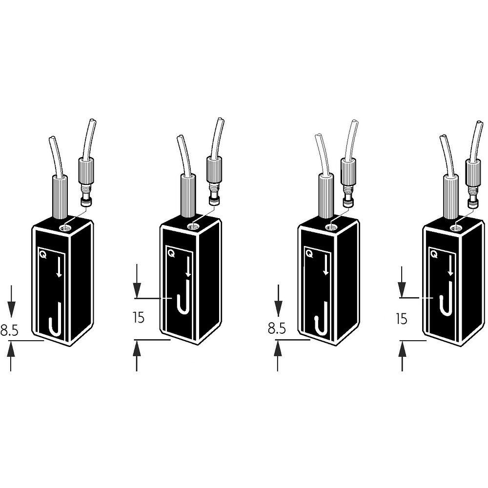 Cuves spectro ultra micro à circulation continue fenêtre ronde, raccords à vis M6 