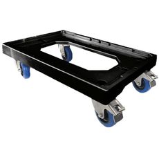Socle rouleur 4 roues silence pivotantes, 2 freins et chape inox