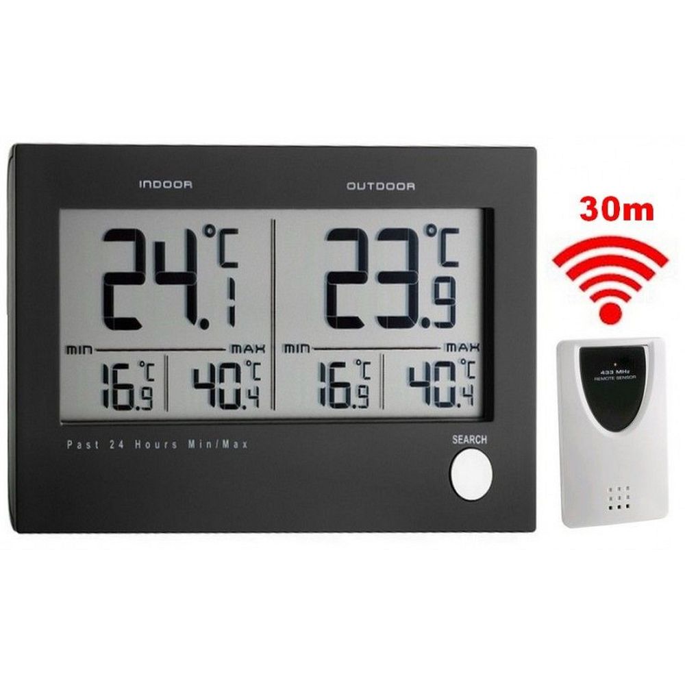 Thermomètre digital sans fil alarme T° triple affichage