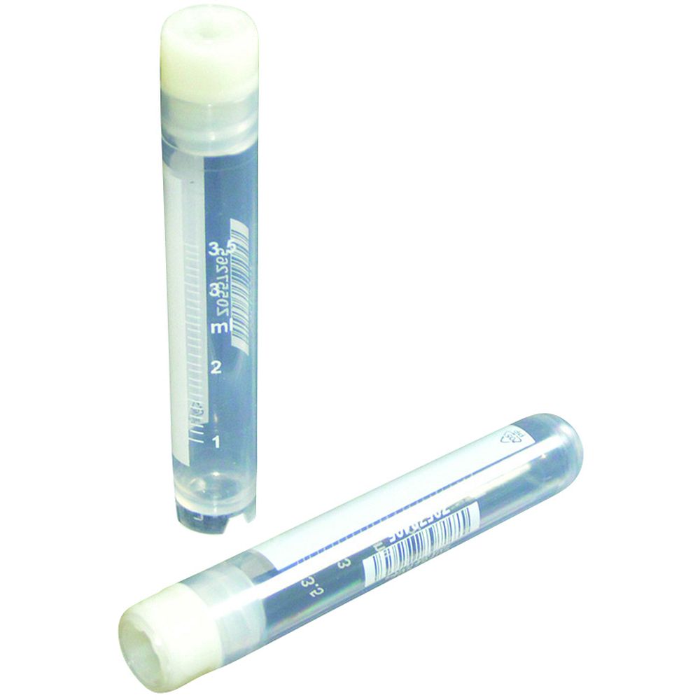 Cryotubes stériles à filetage interne avec code barre et zone de marquage