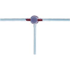 Robinets 3 voies en T en verre borosilicaté clé en PTFE