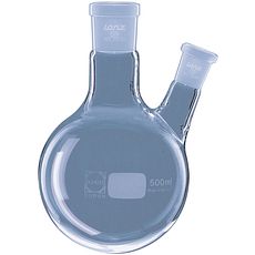 Ballons bicols à fond rond, col latéral coudé en verre borosilicaté DURAN®
