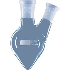 Ballons bicols forme poire, col latéral coudé en verre borosilicaté DURAN®